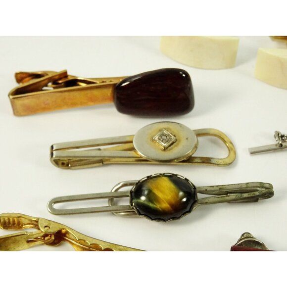 Mens Jewelry Lot Vintage Modern Cufflinks Pocket Watch Tie Clips Etc 30pc - Picture 12 of 16